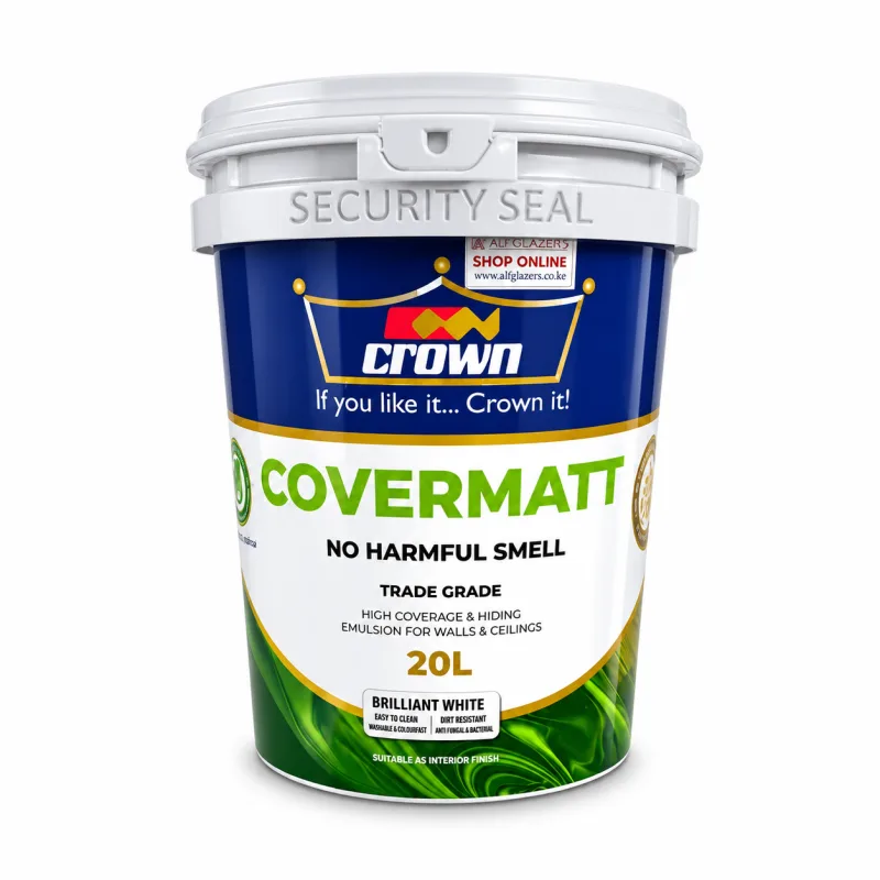 Crown Covermatt Emulsion – (Brilliant White) 20 Ltrs