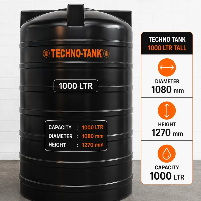 Techno Tank 1000 ltr Tall - (Diameter 1080 x Height 1270)mm