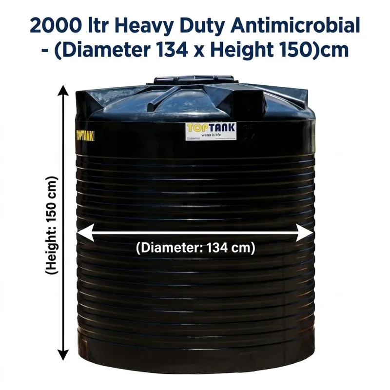Top Tank 2000 ltr Heavy Duty Antimicrobial - (Diameter 134 x Height 150)cm