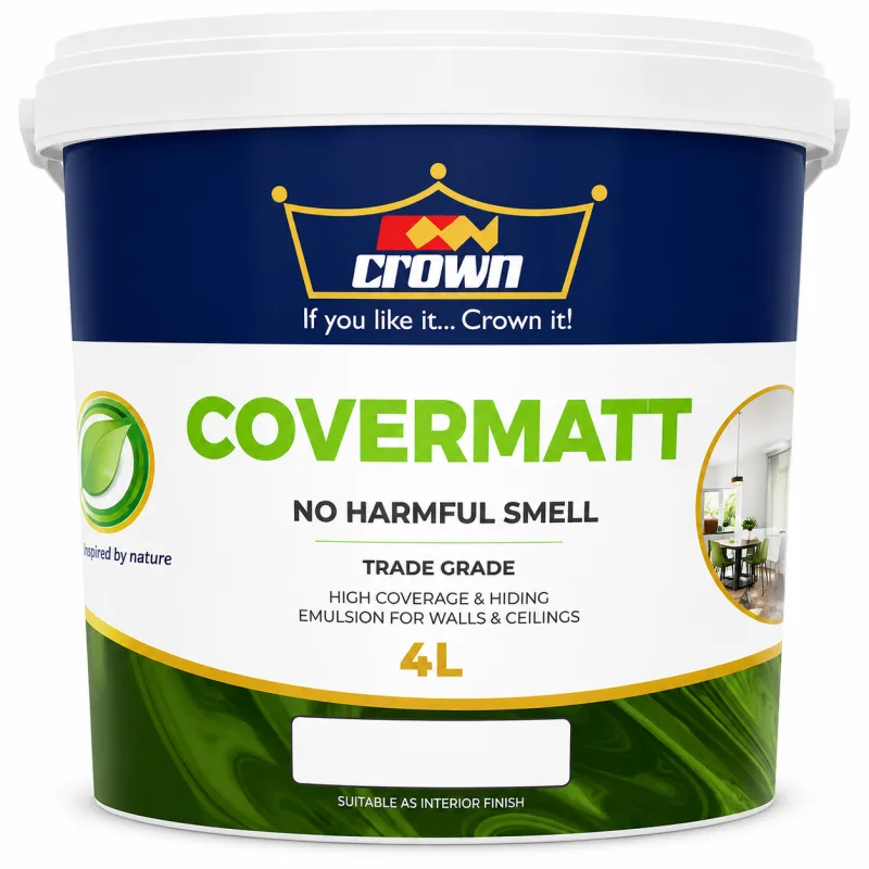 Crown Covermatt Emulsion – (Soft White & Cream) 4 Ltrs