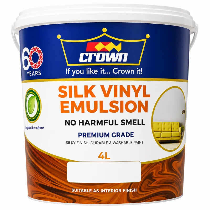 Crown Silk Vinyl Emulsion Soft White & Cream 4 Ltrs