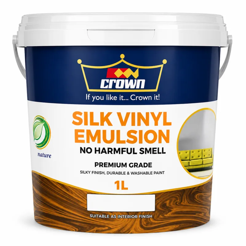 Crown Silk Vinyl Emulsion Soft White & Cream 1 Ltr