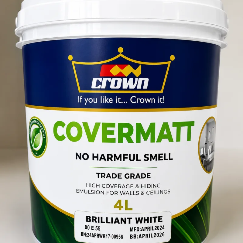 Crown Covermatt Emulsion – (Brilliant White) 4 Ltrs
