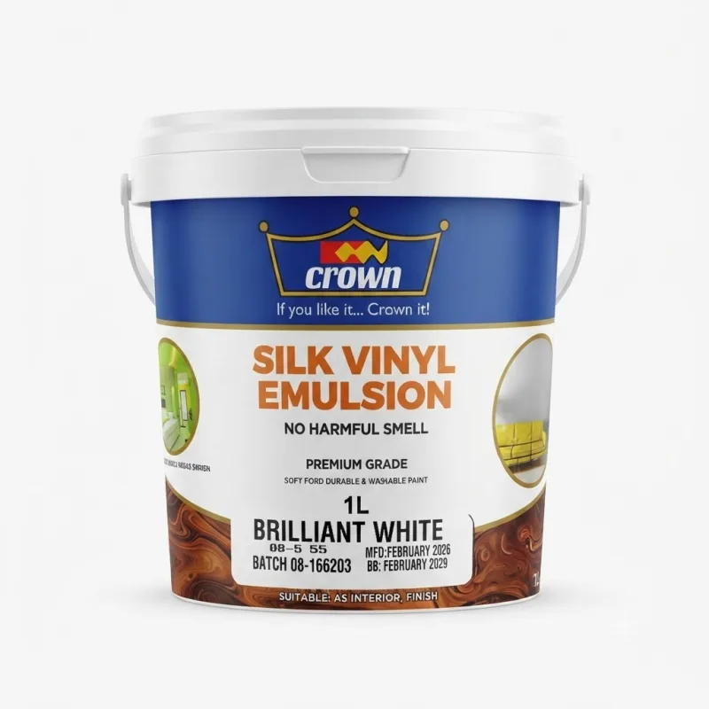 Crown Silk Vinyl Emulsion Brilliant White 1 Ltr
