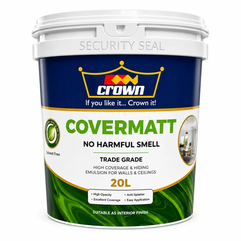 Crown Covermatt Emulsion – (Soft White & Cream) 20 Ltrs